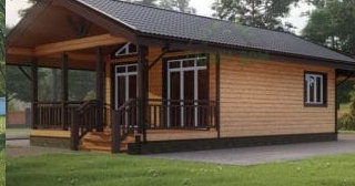 Проект одноэтажного дома из бруса с террасой - Строительство в Киселевске от Строй-Ксл от 133926 руб.